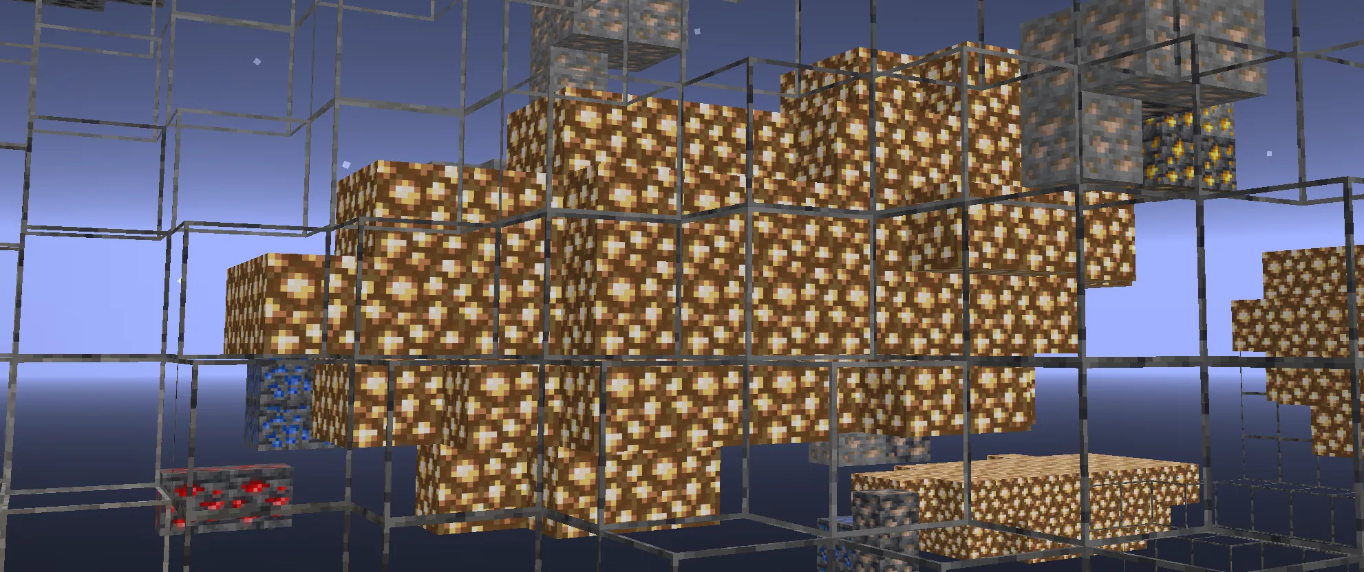 A custom glowstone vein in the Minecraft overworld
